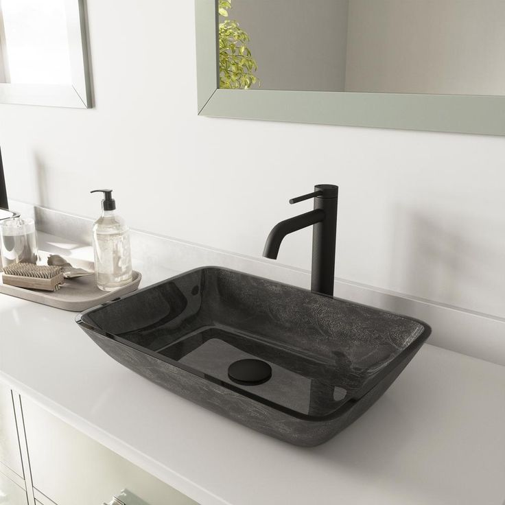 VIGO Onyx Vessel Sink in Gray with Faucet in Matte Black