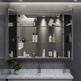 HBEZON Eos 36 in. W x 36 in. H Rectangular Aluminum Surface/Recessed Medicine Cabinet with Mirror and Light, LED Clock