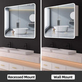 HBEZON Aura 36 in. W x 36 in. H Medium Rectangular Aluminum Recessed/Surface Mount Dimmable Medicine Cabinet with Mirror