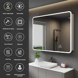 HBEZON Aura 36 in. W x 36 in. H Medium Rectangular Aluminum Recessed/Surface Mount Dimmable Medicine Cabinet with Mirror