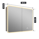 HBEZON Aura 36 in. W x 36 in. H Medium Rectangular Aluminum Recessed/Surface Mount Dimmable Medicine Cabinet with Mirror