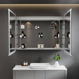 HBEZON Aura 36 in. W x 36 in. H Medium Rectangular Aluminum Recessed/Surface Mount Dimmable Medicine Cabinet with Mirror