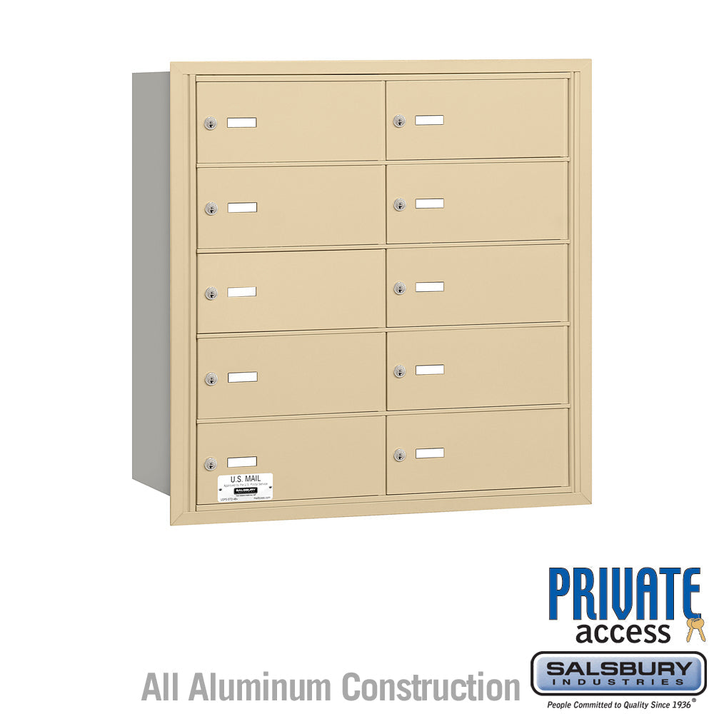 4B+ Horizontal Mailbox with 10 B Doors, Rear Loading, Sandstone Finish