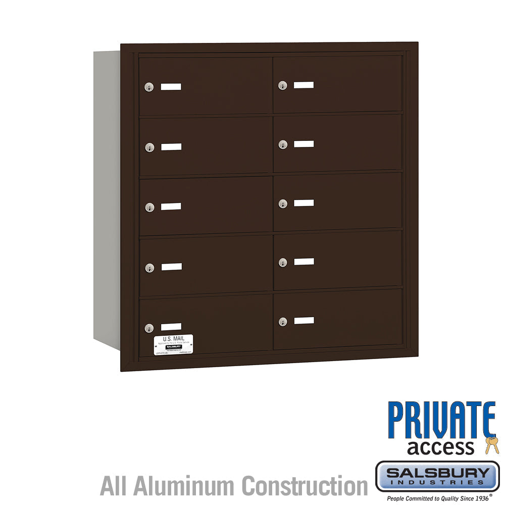 4B+ Horizontal Mailbox with 10 B Doors, Bronze, Rear Loading, Private Access