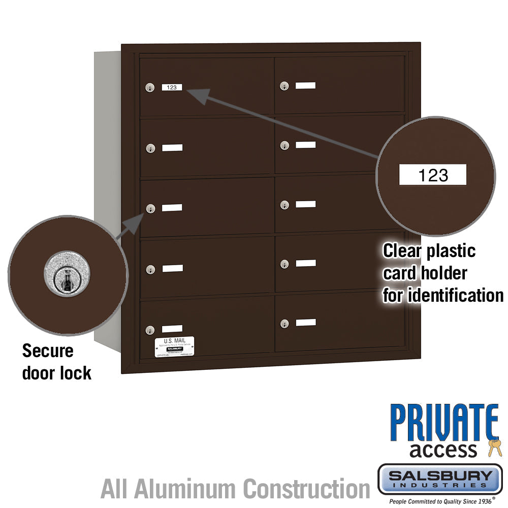 4B+ Horizontal Mailbox with 10 B Doors, Bronze, Rear Loading, Private Access