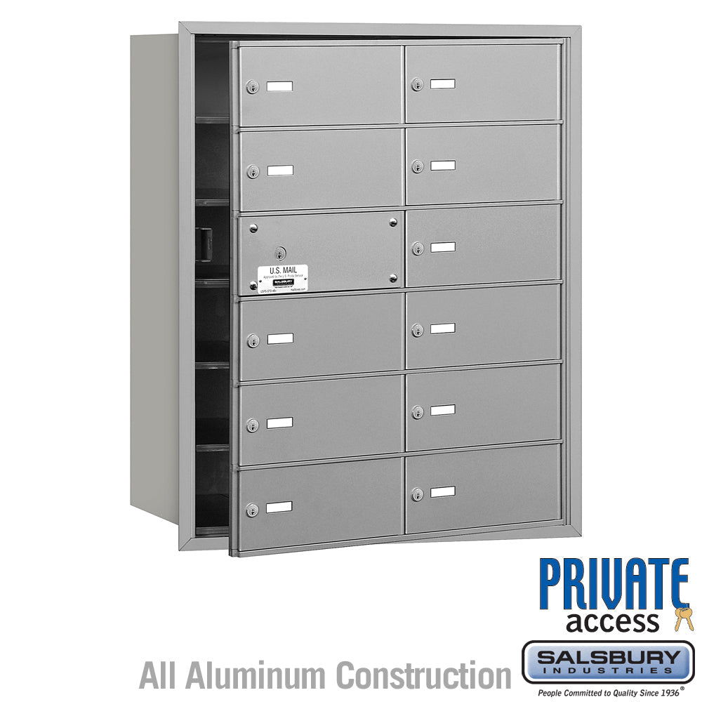 4B+ Horizontal Mailbox with 14 B Doors and Master Lock - Aluminum - Front Loading - Private Access
