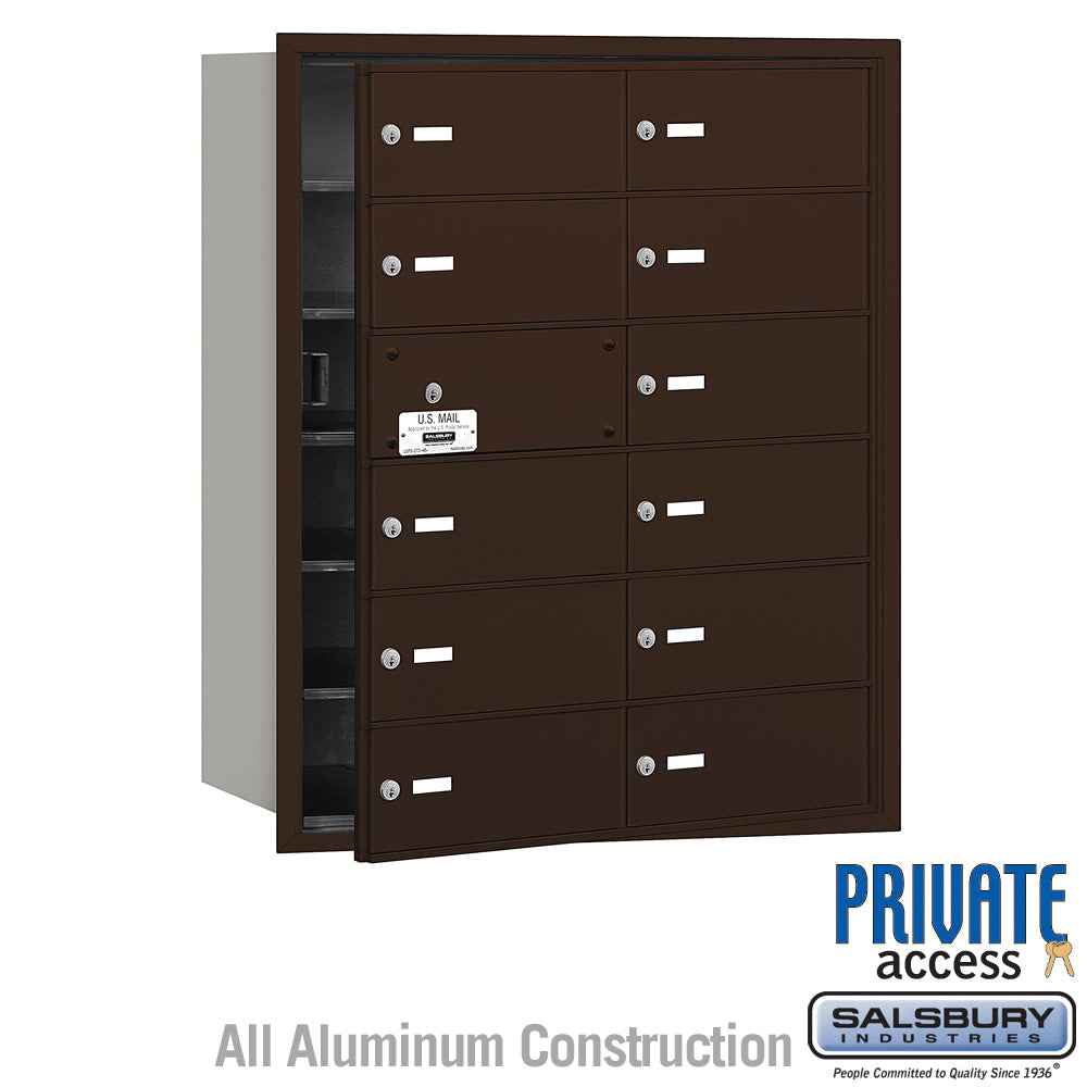4B+ Horizontal Mailbox with 12 B Doors - Bronze - Rear Loading - Private Access