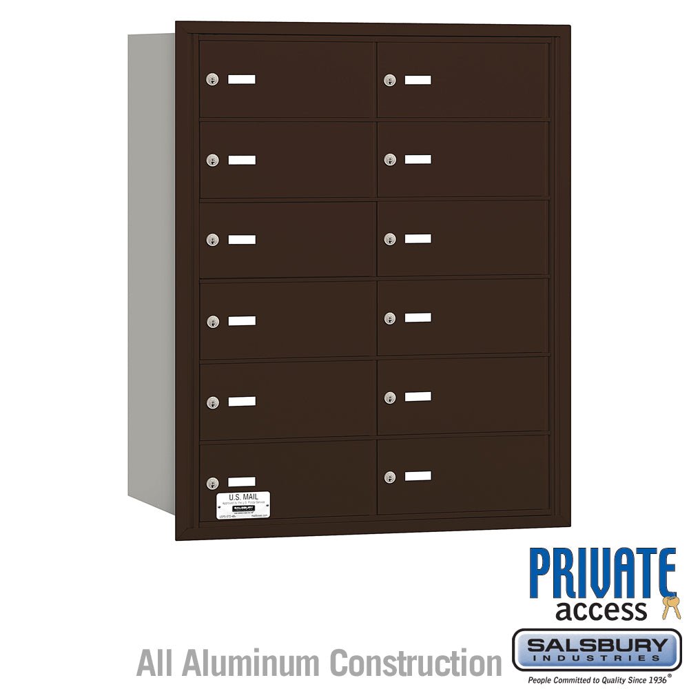 4B+ Horizontal Mailbox with 12 B Doors - Bronze - Rear Loading - Private Access