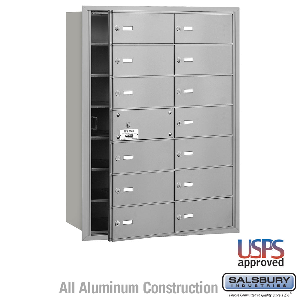 4B+ Horizontal Mailbox with 14 B Doors - Aluminum - Front Loading - USPS Approved