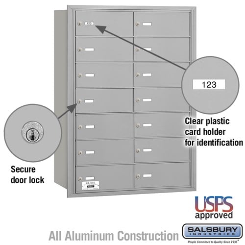 4B+ Horizontal Mailbox with 14 B Doors - Rear Loading - USPS Approved