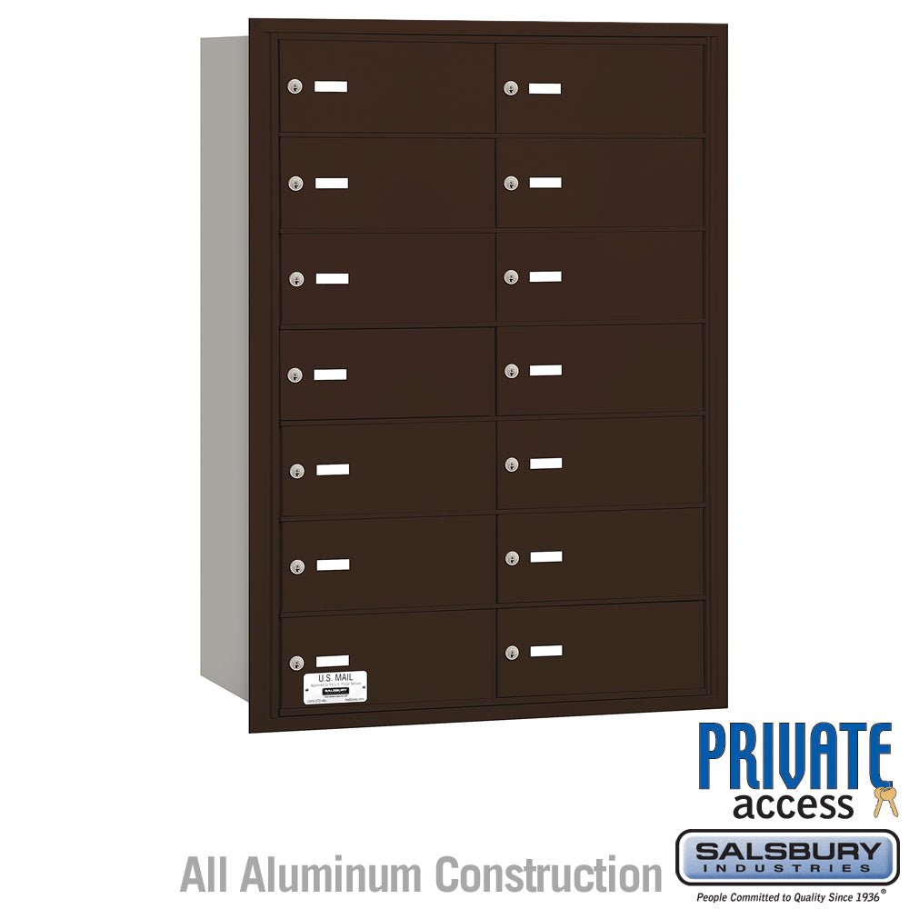 4B+ Horizontal Mailbox with 14 B Doors, Bronze, Rear Loading, Private Access