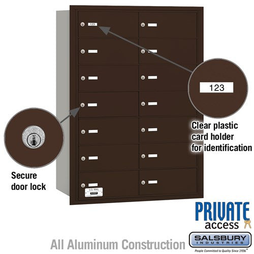 4B+ Horizontal Mailbox with 14 B Doors, Bronze, Rear Loading, Private Access