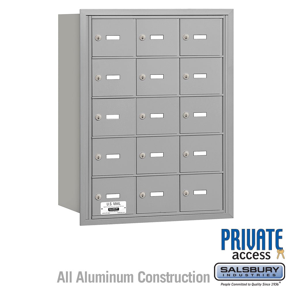 4B+ Horizontal Mailbox with 15 A Doors, Rear Loading, Aluminum Construction