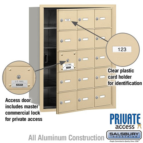 4B+ Horizontal Mailbox with Master Lock - 15 A Doors - Aluminum - Front Loading - Private Access