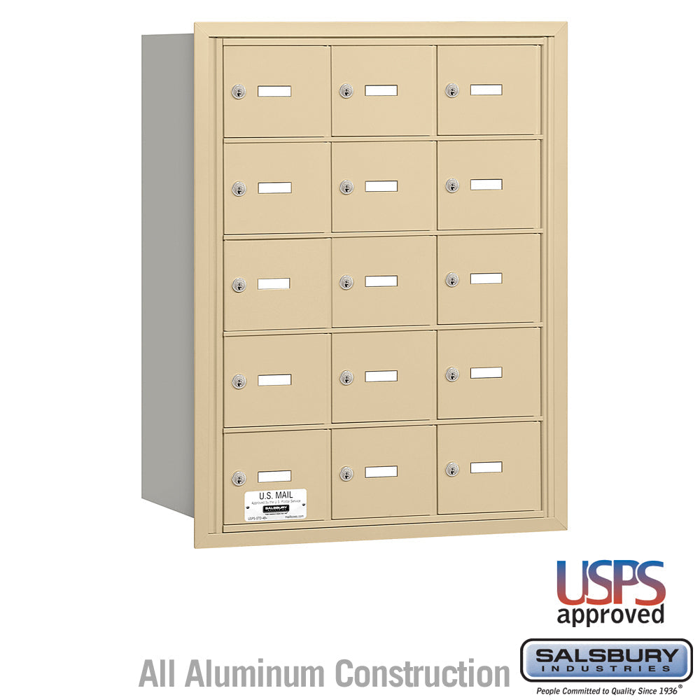 4B+ Horizontal Mailbox with 15 A Doors, Rear Loading, USPS Approved