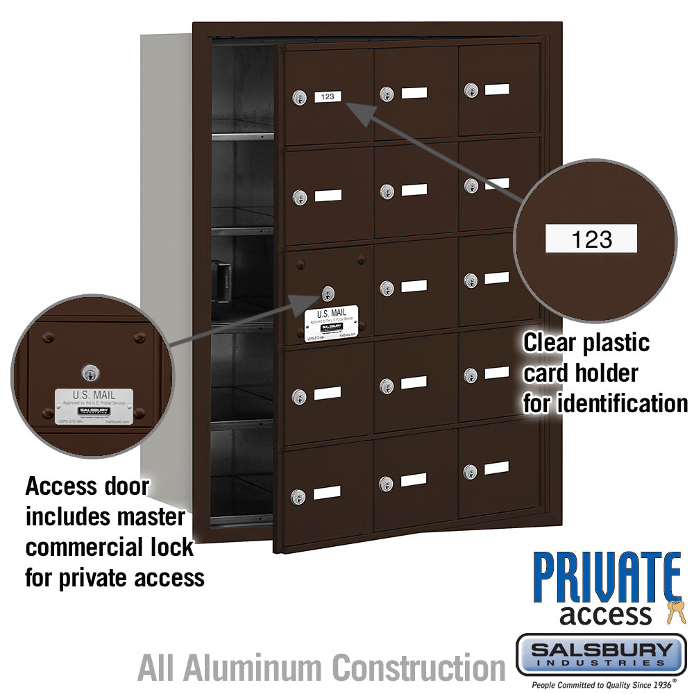 Bronze 4B+ Horizontal Mailbox with 15 Doors - Private Access