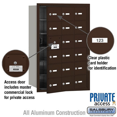 4B+ Horizontal Mailbox with 18 A Doors, Aluminum, Front Loading, Private Access