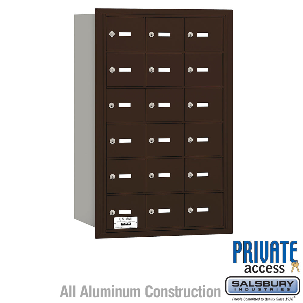4B+ Horizontal Mailbox with 18 A Doors, Bronze, Rear Loading, Private Access