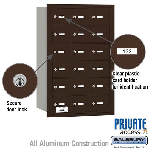 4B+ Horizontal Mailbox with 18 A Doors, Bronze, Rear Loading, Private Access