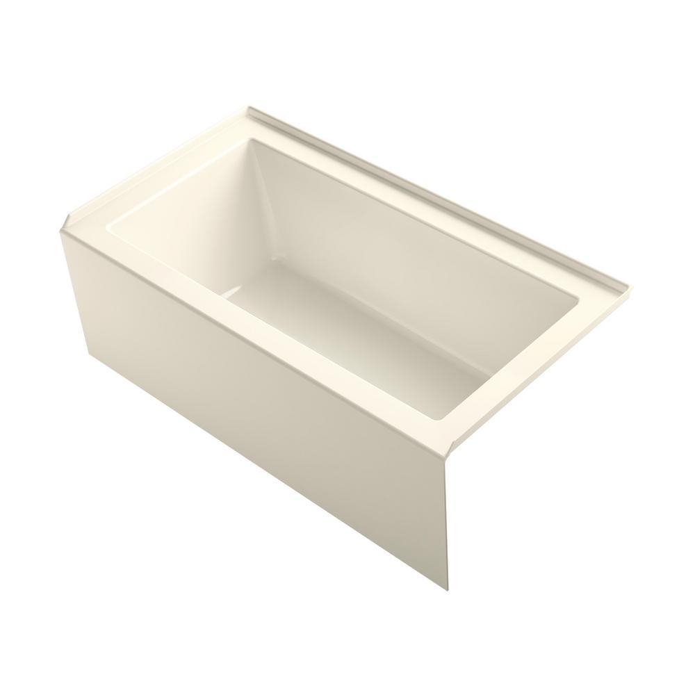 Underscore 60 in. Acrylic Right-Hand Drain Rectangular Alcove Bathtub in White - Super Arbor