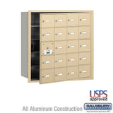 4B+ Horizontal Mailbox with 20 A Doors, Sandstone Finish, Rear Loading, USPS Approved