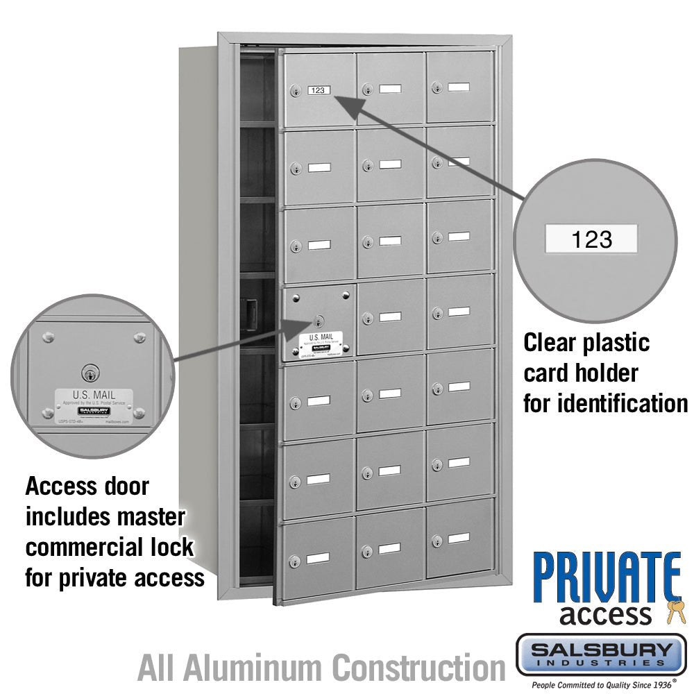 4B+ Horizontal Mailbox with 21 A Doors, Aluminum, Front Loading, Private Access