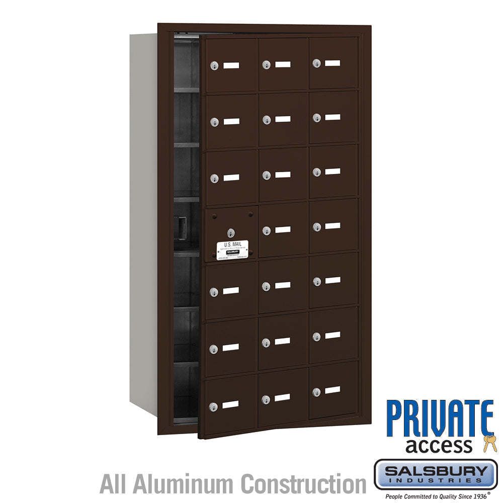 4B+ Horizontal Mailbox with 21 A Doors, Aluminum, Front Loading, Private Access