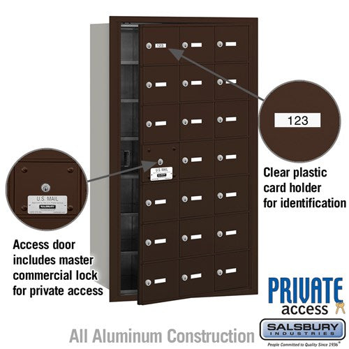 4B+ Horizontal Mailbox with 21 A Doors, Aluminum, Front Loading, Private Access