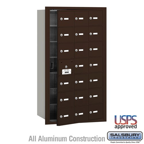 4B+ Horizontal Mailbox with 21 Doors - Bronze - Front Loading - USPS Approved