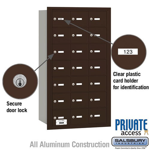 4B+ Horizontal Mailbox with 21 A Doors, Bronze, Rear Loading, Private Access