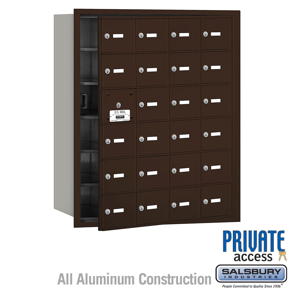 4B+ Horizontal Mailbox with 24 Doors and Master Lock - Aluminum - Front Loading