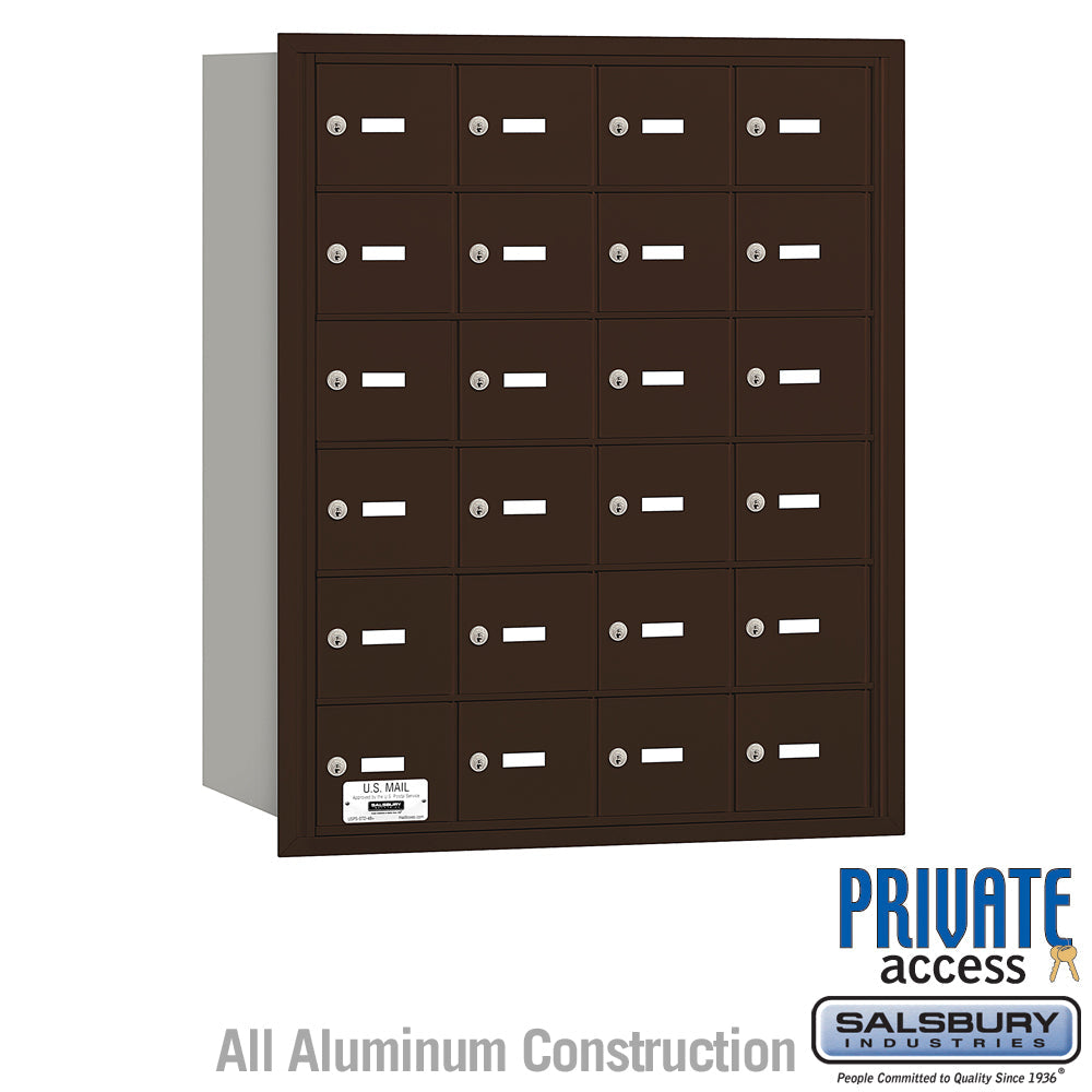 4B+ Horizontal Mailbox with 24 A Doors - Bronze - Rear Loading - Private Access