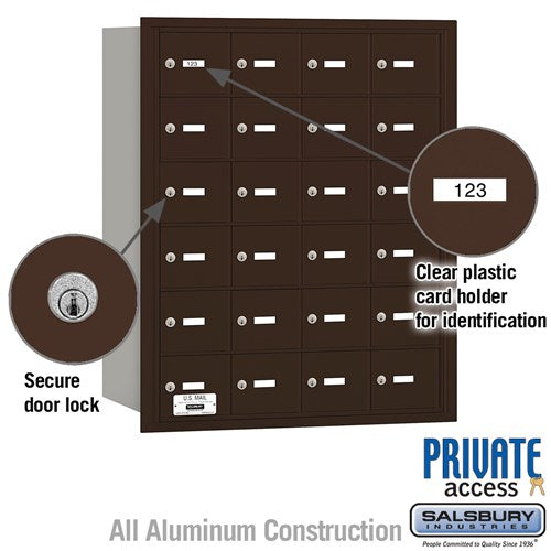 4B+ Horizontal Mailbox with 24 A Doors - Bronze - Rear Loading - Private Access