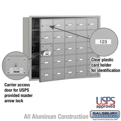 4B+ Horizontal Mailbox with 24 Usable Doors - Aluminum - Front Loading - USPS Access