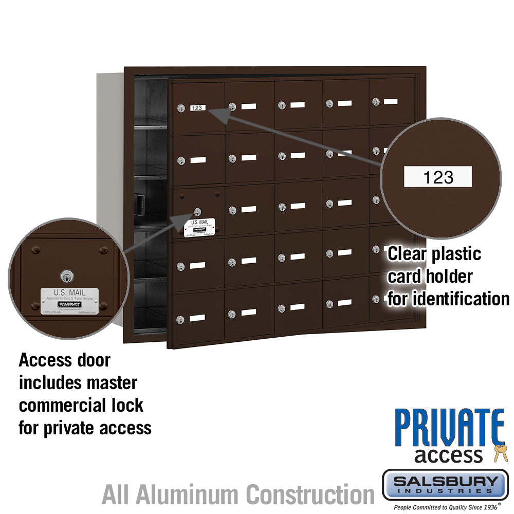 Bronze 4B+ Horizontal Mailbox with 24 Usable Doors - Front Loading - Private Access