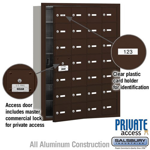 4B+ Horizontal Mailbox with 28 A Doors - Bronze - Rear Loading - Private Access