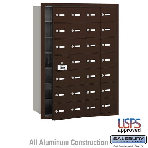 4B+ Horizontal Mailbox with 28 Doors, Bronze, Front Loading, USPS Approved