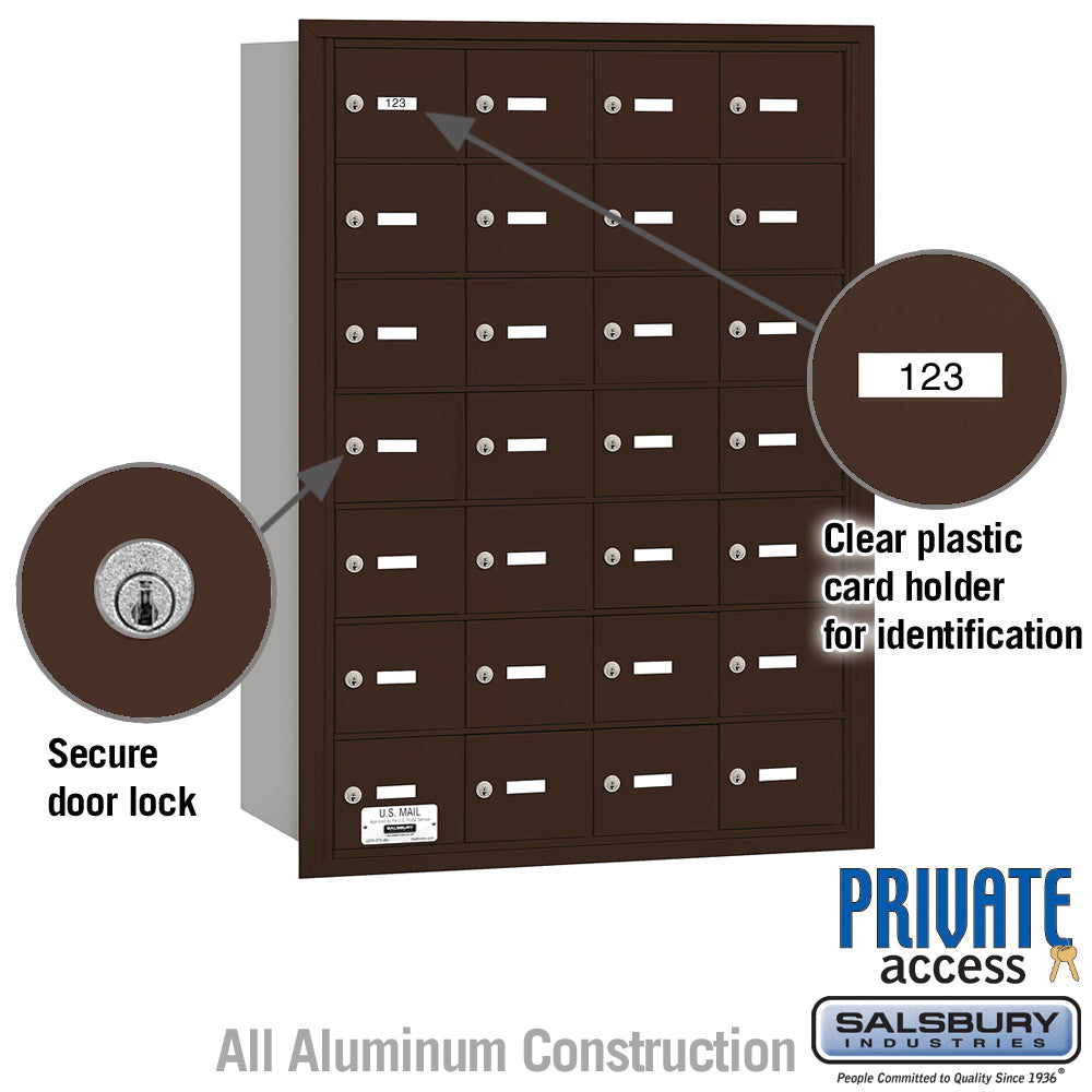 4B+ Horizontal Mailbox with 28 A Doors - Bronze - Rear Loading - Private Access