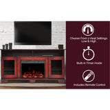 Savona 59 in. Electric Fireplace Heater TV Stand in Cherry with Enhanced Log Display and Remote - Super Arbor