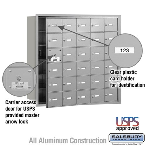 4B+ Horizontal Mailbox with 30 Doors - Aluminum - Front Loading - USPS Approved