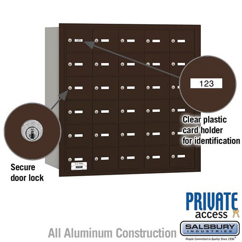 4B+ Horizontal Mailbox with 30 A Doors, Bronze Finish, Rear Loading, Private Access