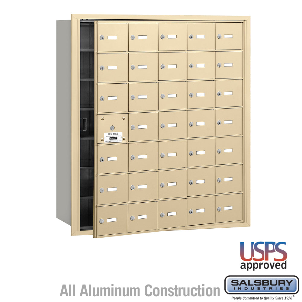 4B+ Horizontal Mailbox with 35 Doors, Aluminum Construction, USPS Approved