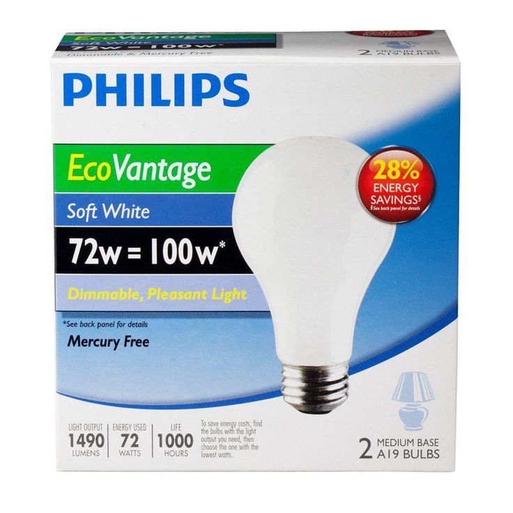 Philips 100-Watt Equivalent A19 Eco-Incandescent Light Bulb (2-Pack)