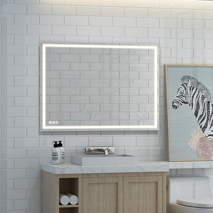 48 in. x 36 in. LED Lighted Single Frameless Bathroom Mirror