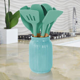 Mint Green Silicone and Wood Cooking Utensils (Set of 9)
