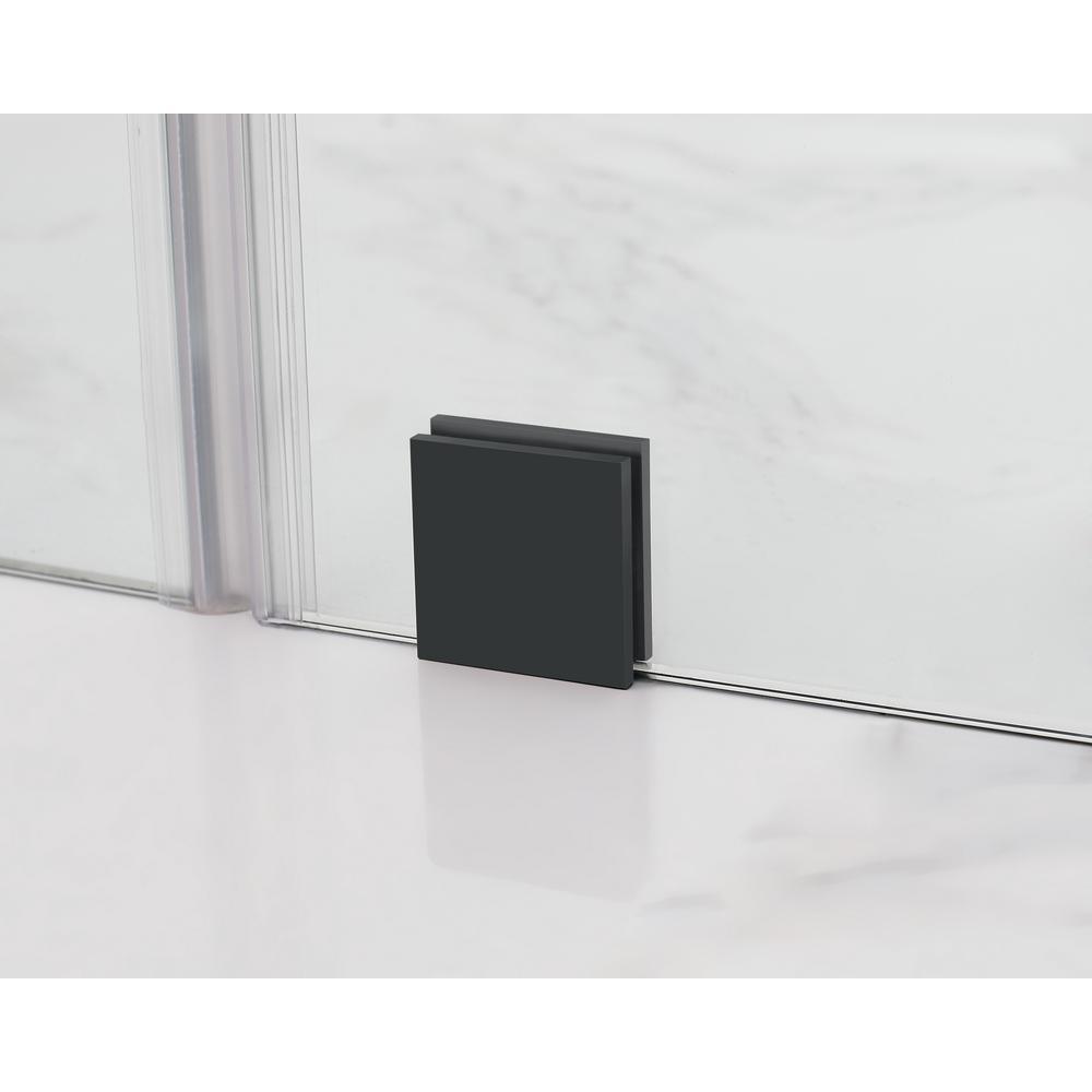 Langham 44 in. - 48 in. x 33.8125 in. x 75 in. Frameless Corner Sliding Shower Door in Matte Black - Super Arbor
