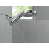 HydroRain Two-in-One 5-Spray 7.9 in. Double Wall Mount Fixed Shower Head in Chrome - Super Arbor