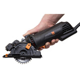WEN 4.2 Amp 3-3/8 in. Plunge Cut Compact Circular Saw with Laser, Carrying Case, and 3 Blades