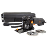 WEN 4.2 Amp 3-3/8 in. Plunge Cut Compact Circular Saw with Laser, Carrying Case, and 3 Blades