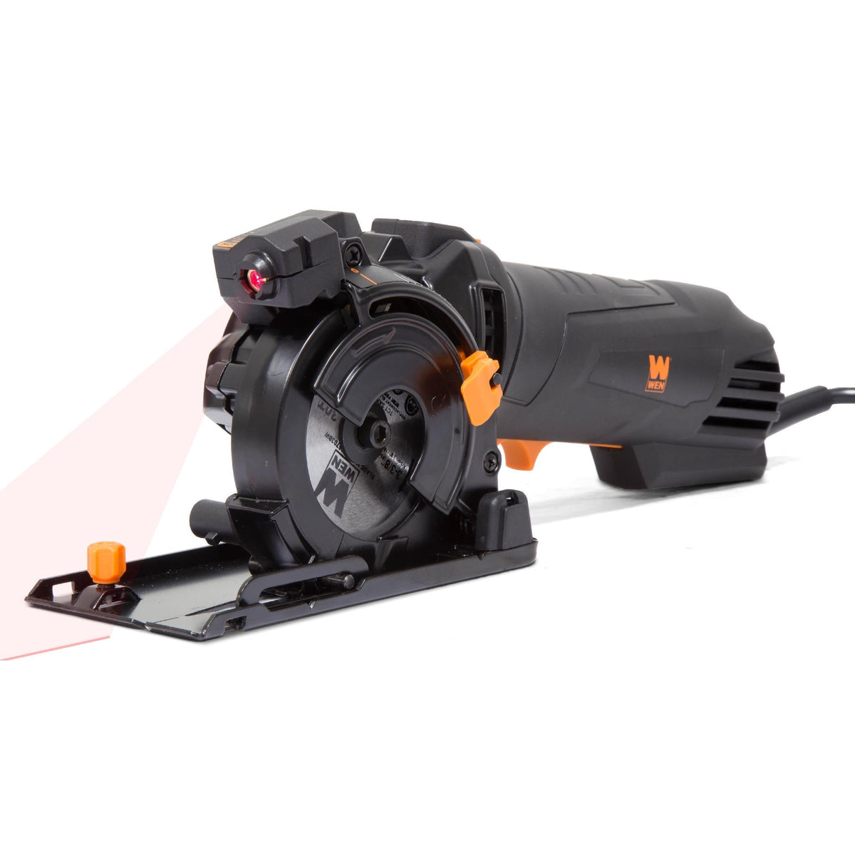 WEN 4.2 Amp 3-3/8 in. Plunge Cut Compact Circular Saw with Laser, Carrying Case, and 3 Blades